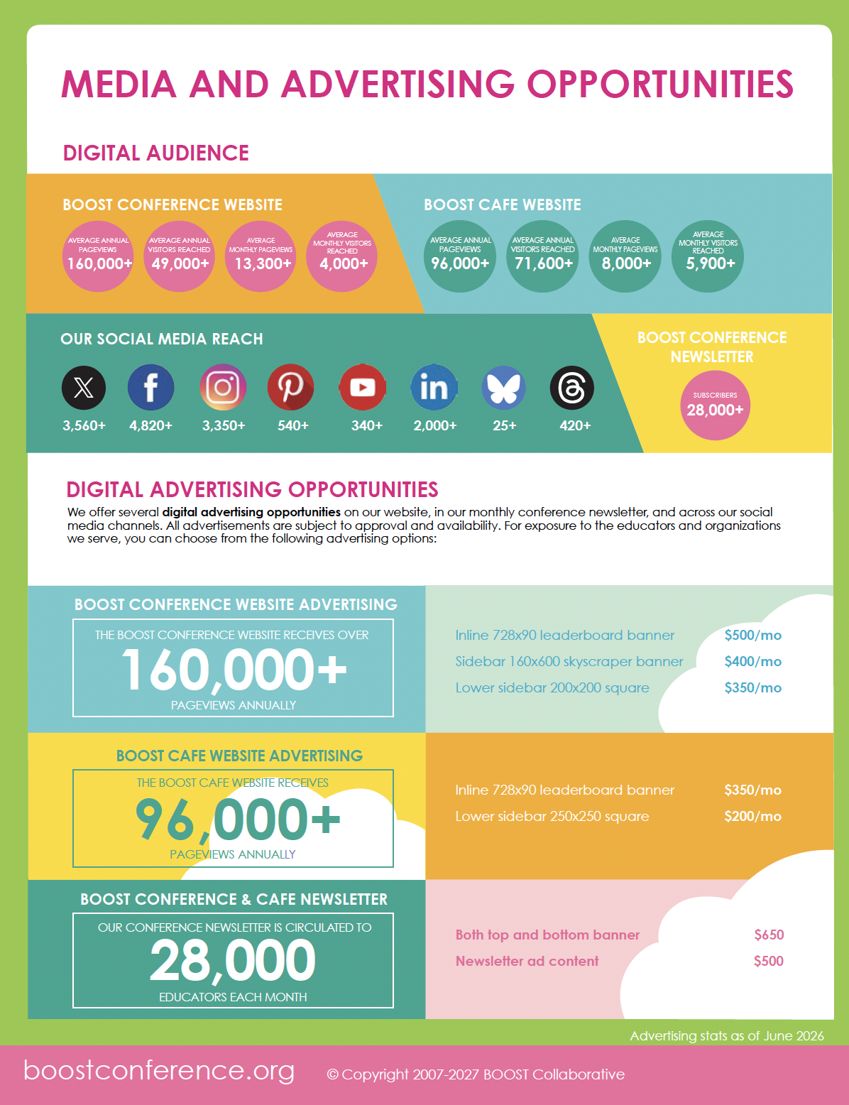 BOOST Media and Advertising Opportunities 2026